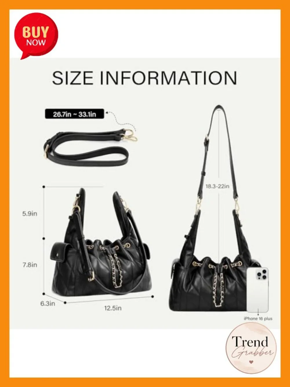 Quilted Vegan Leather Hobo Bag with Adjustable Strap, Slouchy Shoulder Purse